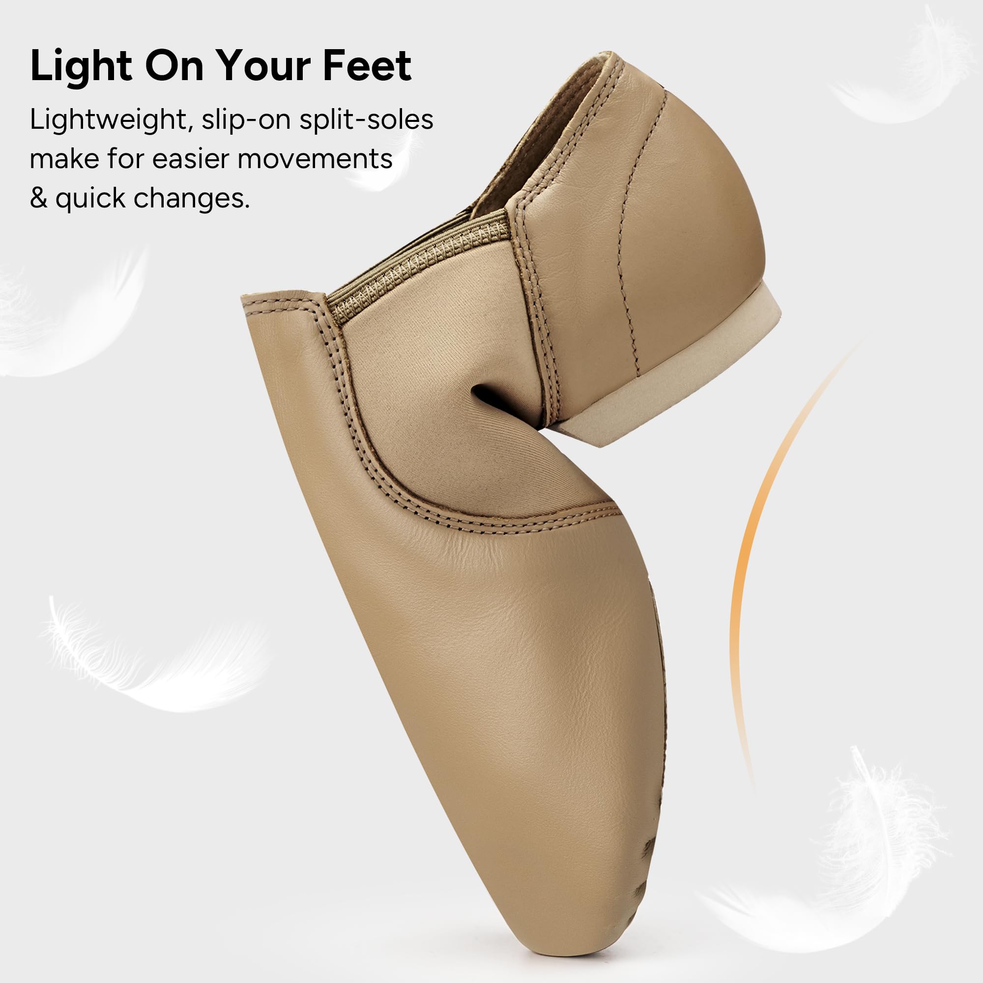 Stelle Scarpe da ballo da donna in pelle unisex | Vera pelle, suola divisa, comfort traspirante, supporto dell'arco, suola antiscivolo, movimento flessibile