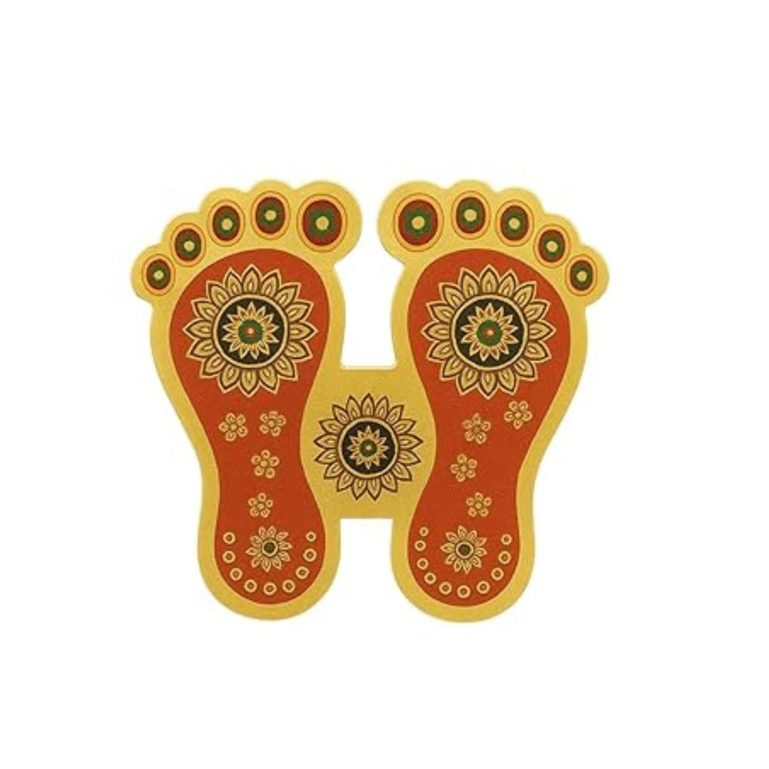 Traditional Lakshmi Charan Paduka Footprint Sticker – Decorative Floor and Wall Sticker for Festivals, Home Entrance, Temple & Pooja Room – Auspicious Cultural Décor for Diwali and Celebrations