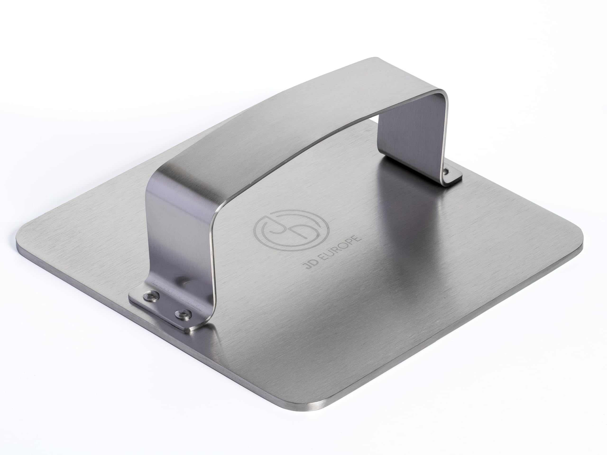 JD Europe 7 Inch Wide Stainless Steel Square Shape 1000g Weight Flat Bottom Meat Bacon Smashed Burger Press
