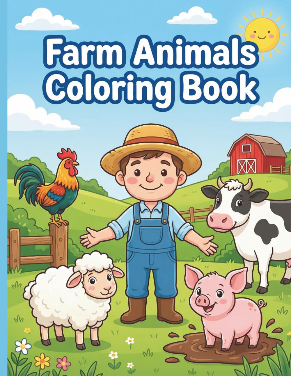 Farm Animals Coloring Book: Fun and Relaxing Coloring Book with Farm Friends