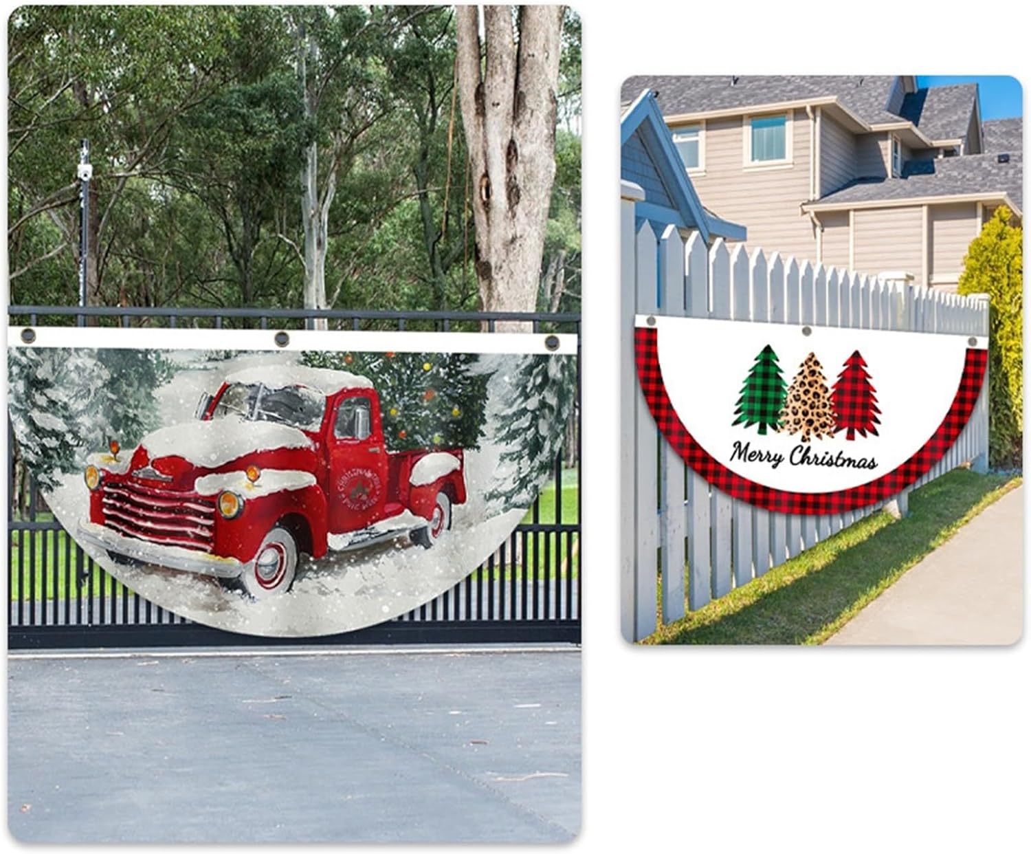 GRFIT Christmas Decorations Christmas Outdoor Flag Hanging, Cartoon Digital Print Fan Flag Hanging Flag, Party Scene Dress Up Props Winter Tabletop Ornaments Dinner Party Supplies (Color : A)