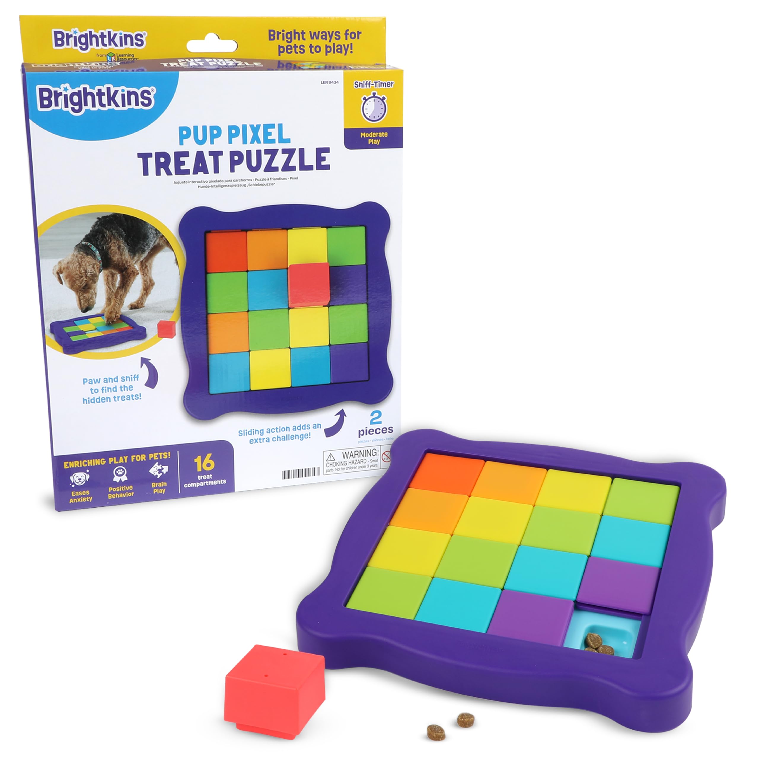 Brightkins Pup Pixel Treat Puzzle, Interactive Dog Toys, Dog Puzzle Toy, Slow Release Dog Treat Feeder