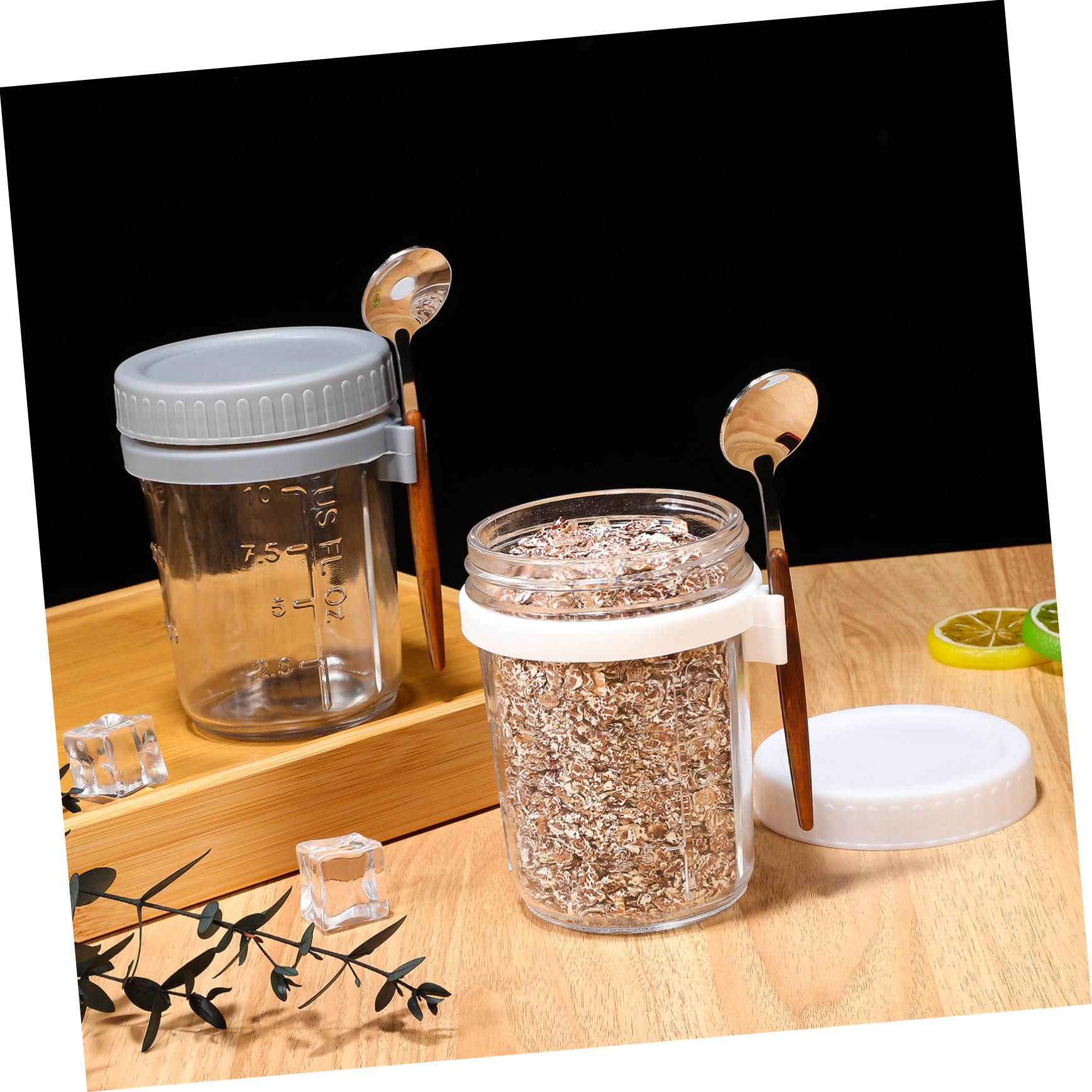 IMIKEYA Frascos de Vidrio Herméticos 400ml con Tapa y Cuchara, 4 Unidades | Boca Grande, Silicona Incluida, Cocina y Dormitorio, Prevención de Impurezas, Cierre a Prueba de Fugas