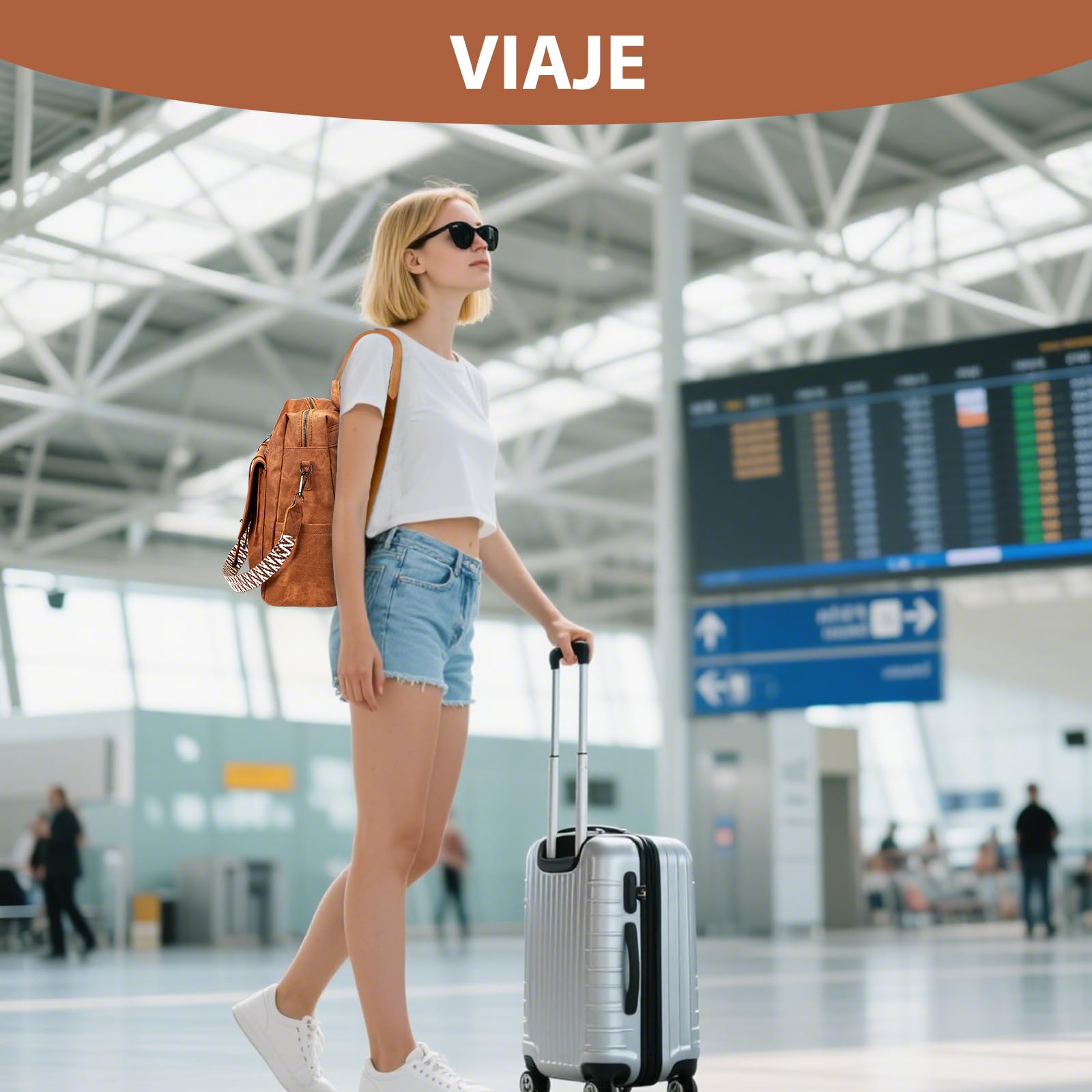 Leathario Mochila Mujer de Cuero PU con Multibolsillos, Mochila Casual y Funcional para Uso Diario, Viajes, Escuela y Universidad Marrón Mate
