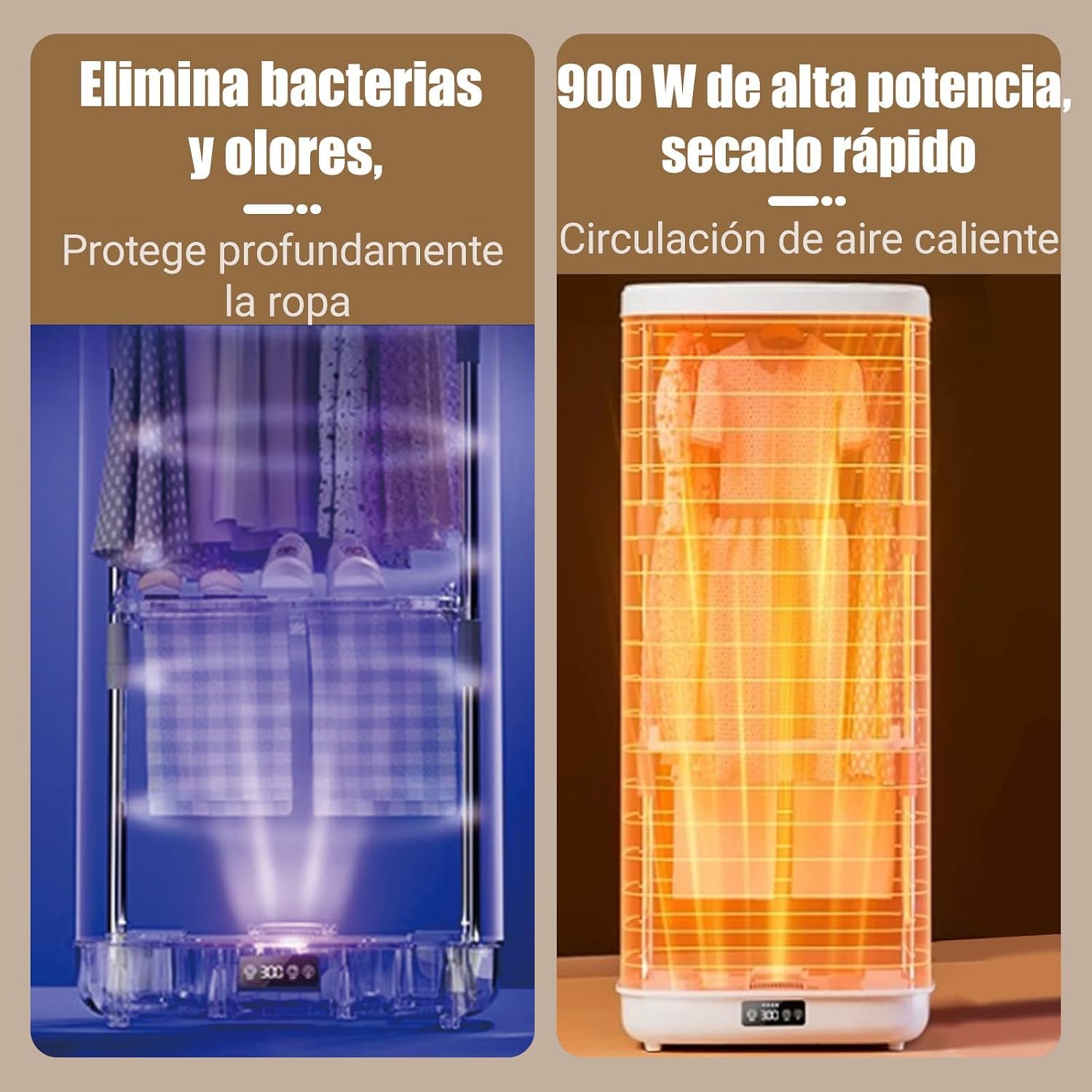 Secadora Portátil de Ropa con Control Remoto y Esterilización UV