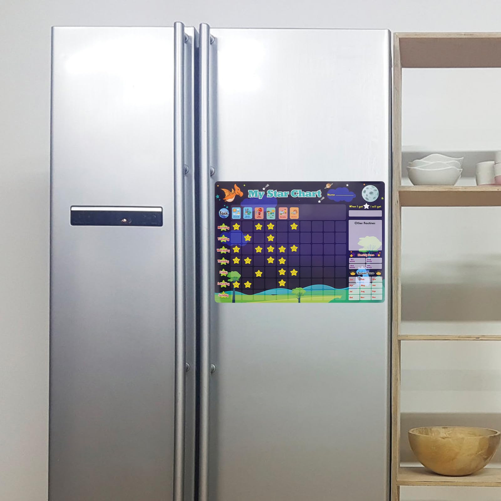 Tablero de Recompensas Magnético de Plástico para Niños | Diseño Borrable, Uso Versátil, Sistema de Recompensa por Comportamiento, Adhesión Magnética