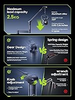 Vista 4 de M05 Pro Boom Brazo, soporte de micrófono giratorio de 360° con soporte de escritorio, brazo de micrófono de escritorio plegable con adaptador