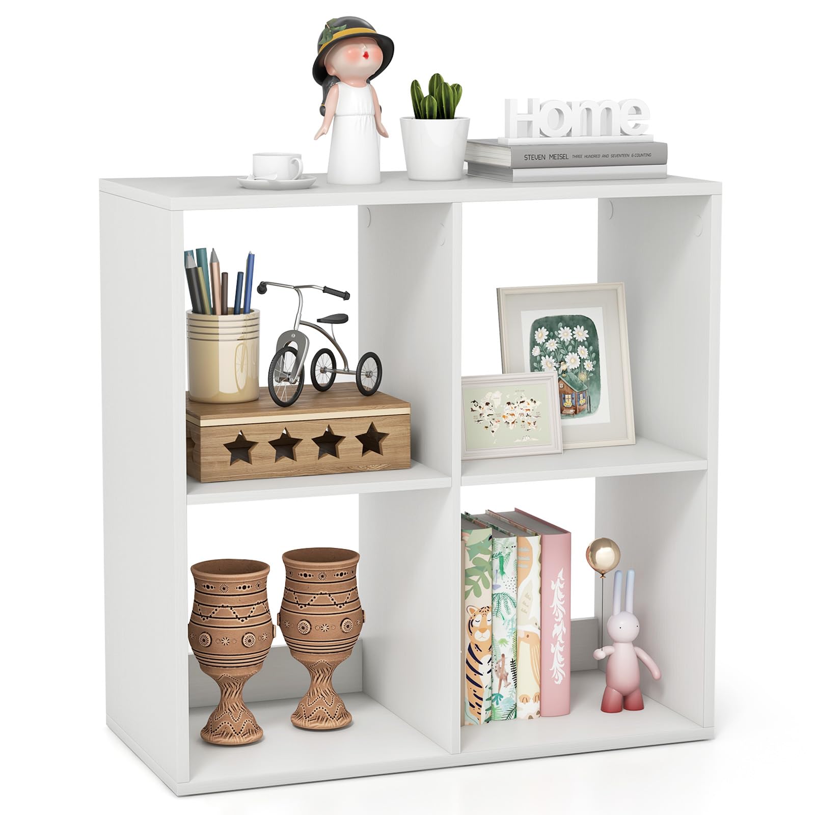 CASART Cube Storage Unit, Open Shelf Bookcase with Anti-Tipping Kits, Modern Compact Display Bookshelf for Living Room Study Office (White, 4-Cube: 70 x 33 x 70cm) — image 1