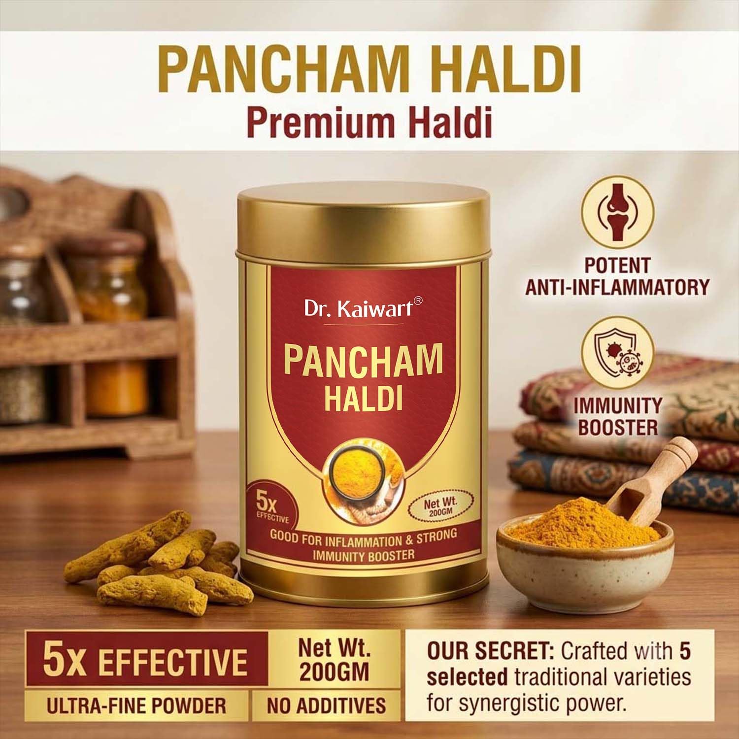 Pancham Haldi | 5-in-1 Turmeric Powder | Ayurvedic Herbal Blend | Natural Curcumin | Daily Health & Wellness Support | 200g — Amazon image 6