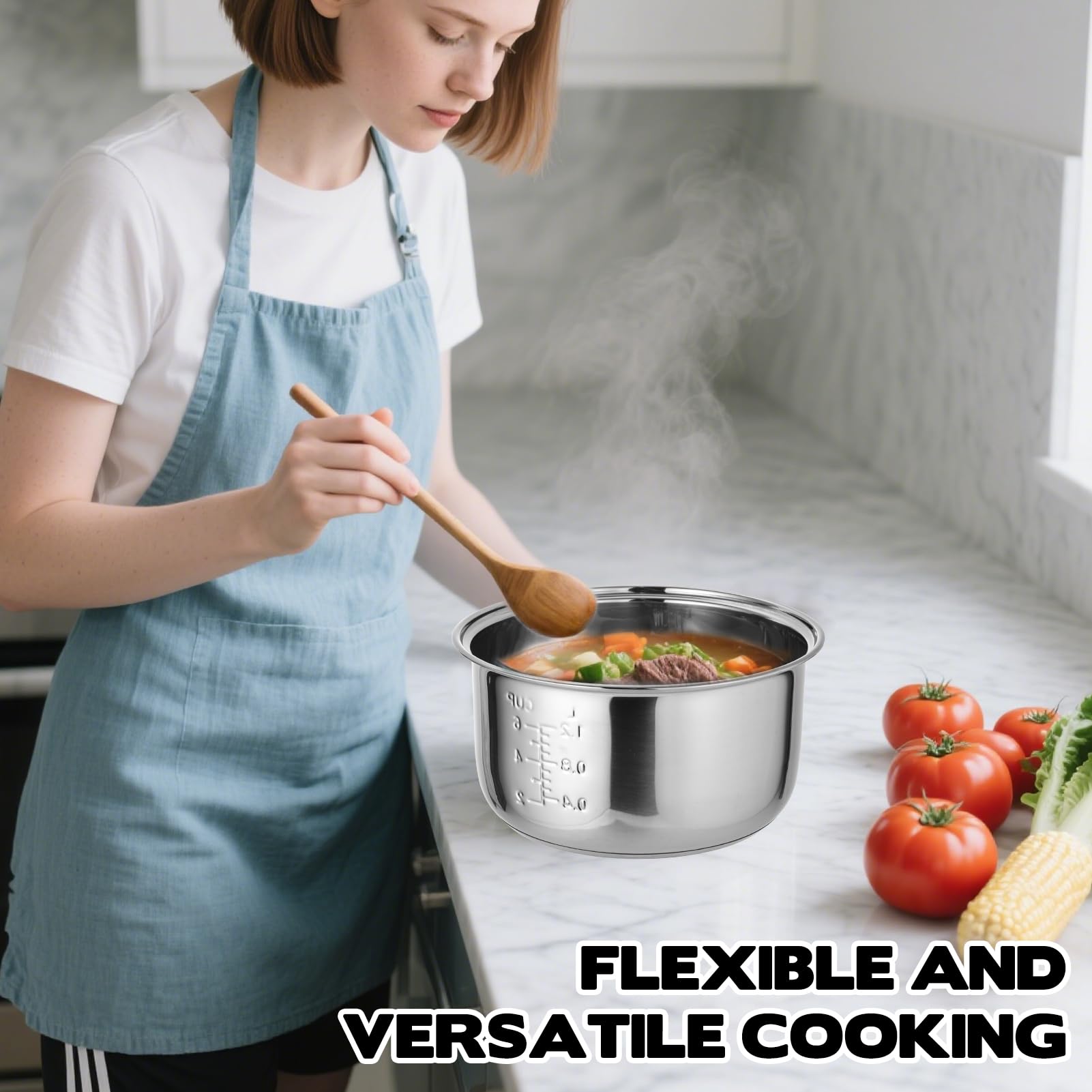 Pot intérieur en acier inoxydable 304 de 3,17 l compatible avec Zojirushi NS-TSC10 multi-cuiseur à riz (5,5 tasses) pour cuiseur à riz de cuisine