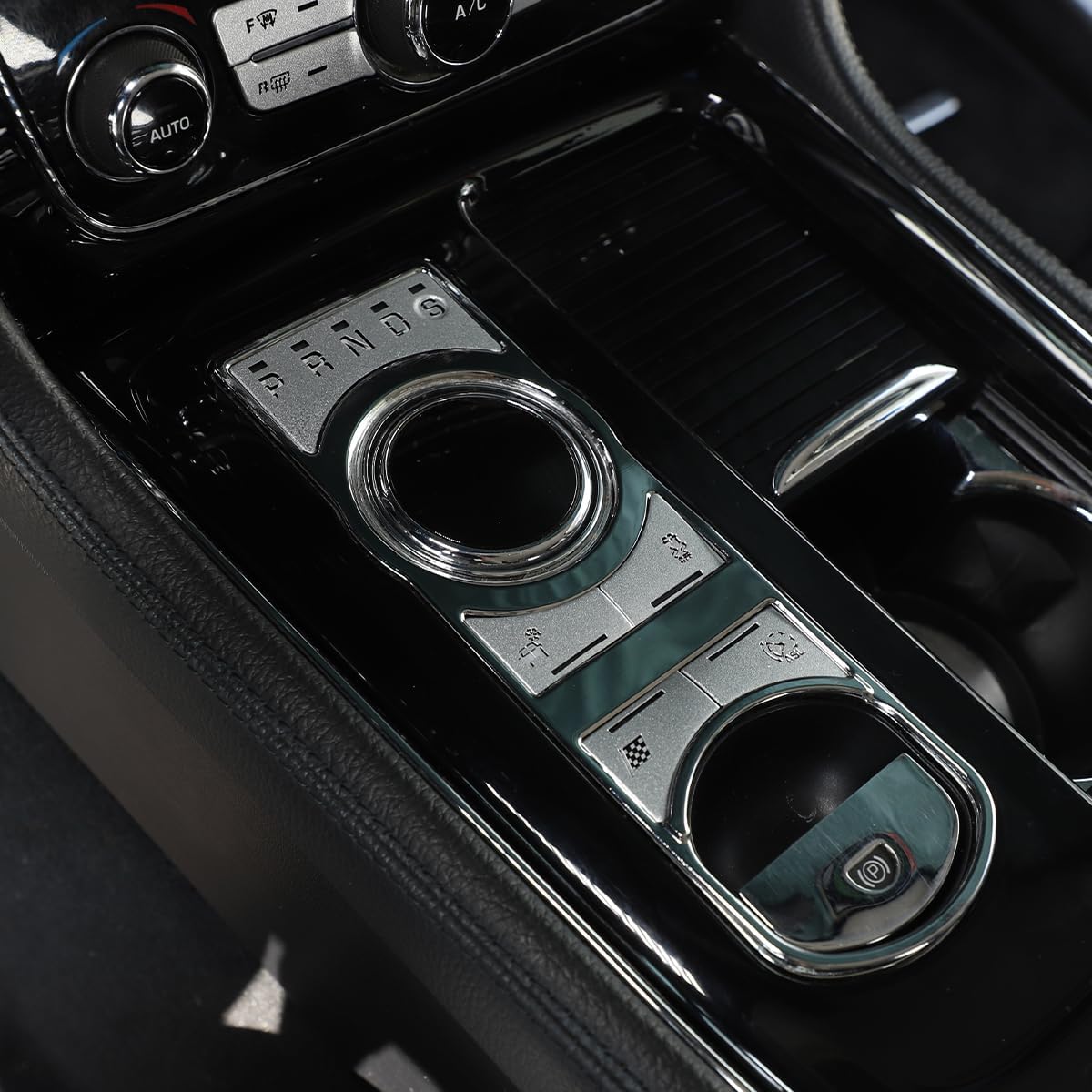 Daeiclru Central Control Gear Shift Button Sticker Compatible with Jaguar XJ 2010-2019, Car Central Control Switch Button Trim Interior Accessories 5-Piece Set (Silver)