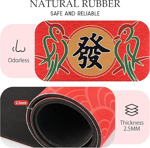 Miniatura 46 de Tapete Mahjong grande con bolsa de transporte, antideslizante y reducción de ruido, tapete de mesa Mahjong para juegos de póquer, tarjetas, mesa