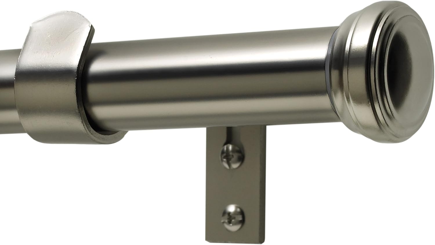 Kenney Fluted End Cap 1" Premium Decorative Window Curtain Rod, Satin Nickel, 66-120"