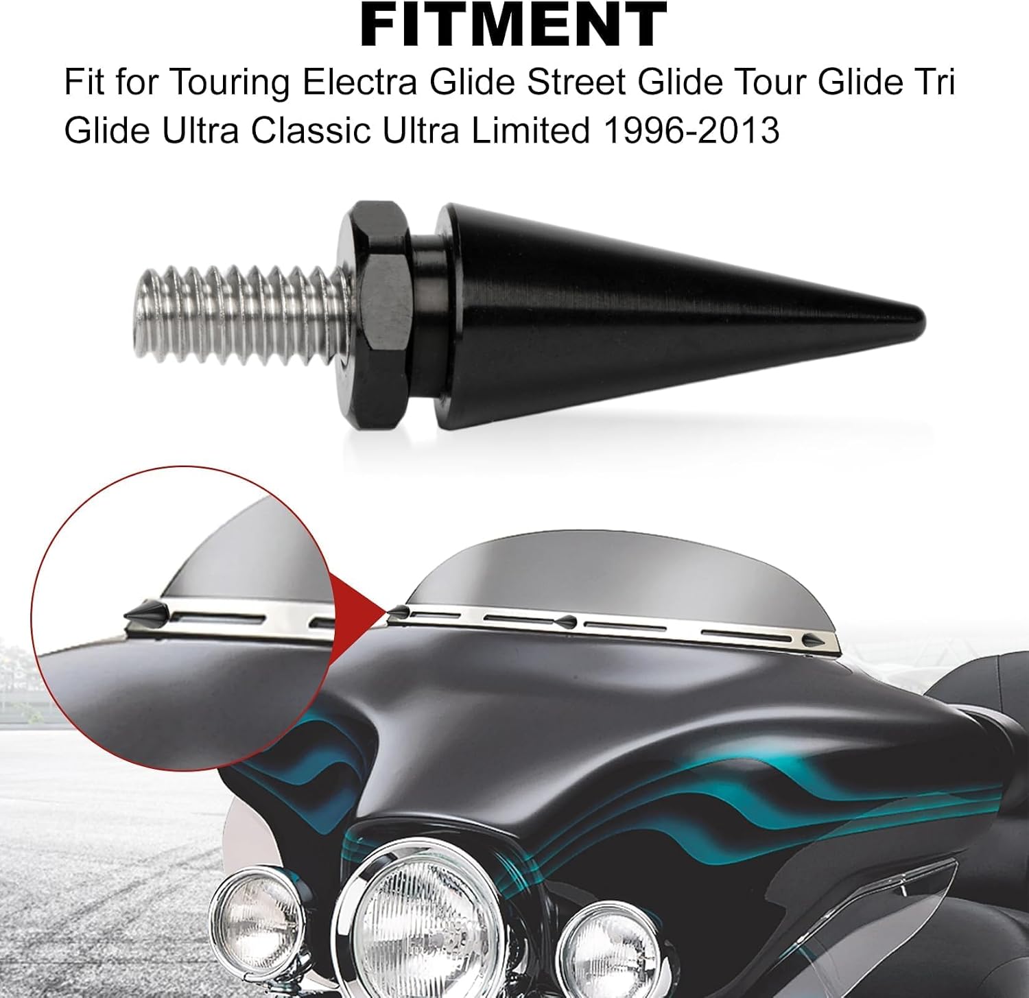 Motorcycle Windshield Bolts, PSLER Windscreen Screws Fairing Bolts Windshield Screws Compatible with Touring Electra Glide Street Glide Tour Glide Tri Glide Ultra Classic Ultra Limited 1996-2013 Black