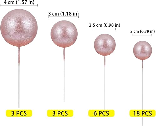 Miniatura 2 de 30 piezas de mini globo para decoración de tartas, bolas de espuma con purpurina, bolas de perlas de imitación, decoración para tartas, decoración