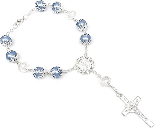 12 pulseras de bautismo rosario para niñas y niños con dije de cruz católica, recuerdos, bautizo, boda, ducha, fiesta de cumpleaños