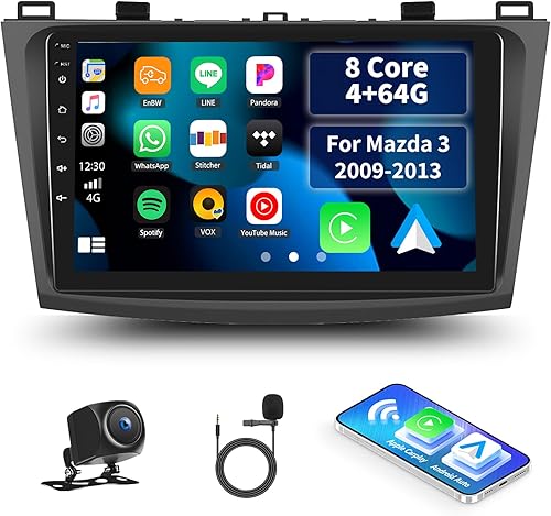 Miniatura 23 de Radio estéreo de coche para Mazda 3 2009 2010 2011 2012 2013, Android 13 2G+64G Carplay inalámbrico Android Auto, 9 pulgadas pantalla táctil coche