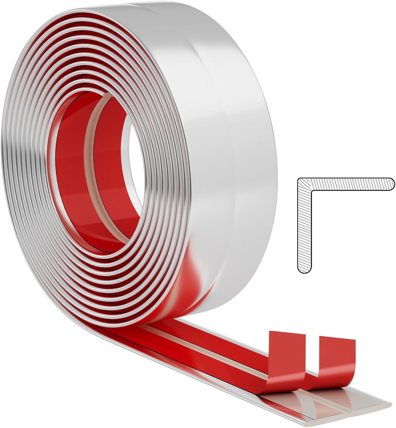 16.4 Feet Flexible Wall Corner Protector Trim Molding 1.6 in Width Peel and Stick Molding 90° Inside & Outside Corner Guards Trim for Tile and Wall Edges Gaps,Table Furniture and Wall Repair (silvery)