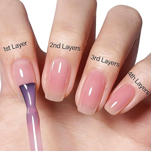 Miniatura 4 de AILLSA - Esmalte de uñas en gel color rosa nude, transparente de color neutro, natural translúcido, gel UV permanente, arte de uñas de San Valentín,