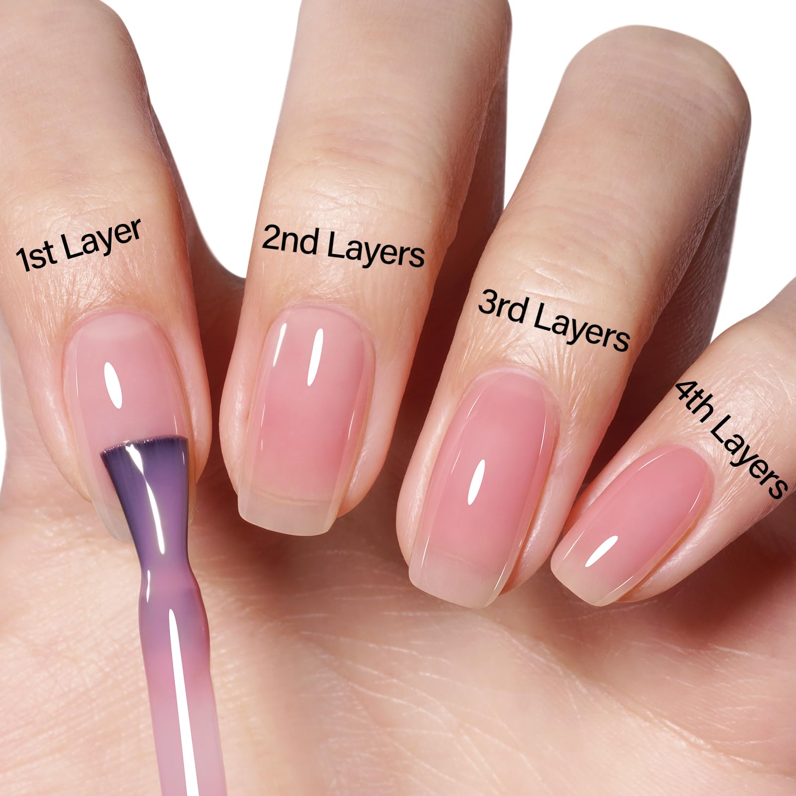 AILLSA Esmalte de uñas de gel rosa nude, esmalte de gel de color neutro transparente, esmalte de uñas de gel de gelatina, translúcido natural, uñas UV para arte de uñas, manicura francesa en casa