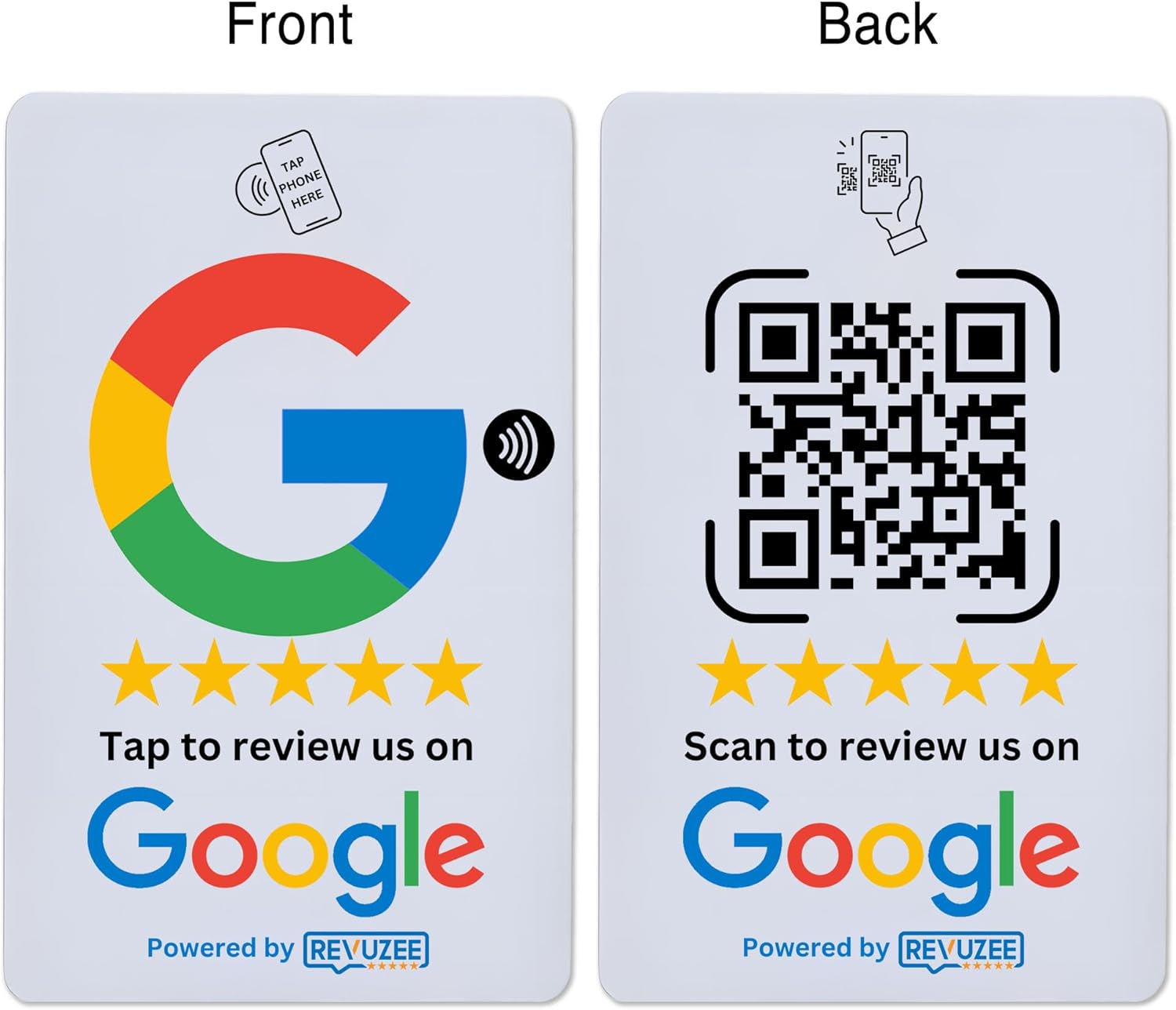 Review Tap Card for Google Business Profiles | NFC and Custom QR Code Sign for Business | Includes Analytics and Customizable Landing Page | Same Size as a Standard Credit Card | White - Image 2
