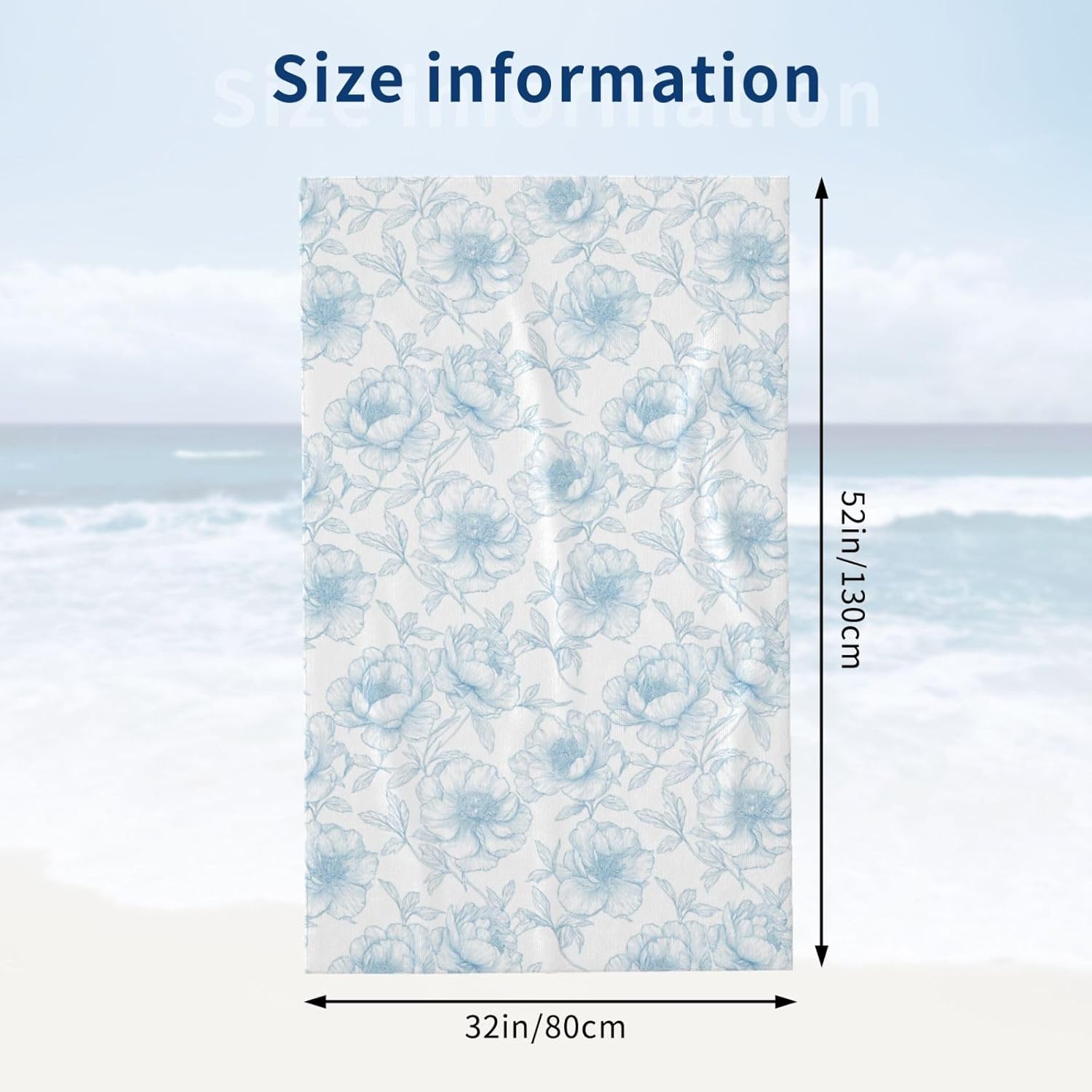 DADABULIU Bath Towel Flower Vintage Floral Pastel Beach Towels Soft Absorbent Washcloths Quick Dry Luxury Hotel Quality Towelling for Adults Kids Bathroom Spa Gym Swimming 31.5 x 51.2 Inch Oversized