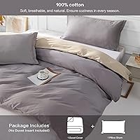 Vista 2 de SAPHREAS Juego de funda de edredón, 100% algodón extrasuave, tamaño individual, lavanda, 2 piezas, 1 funda de edredón de 68 x 90 pulgadas con Crema