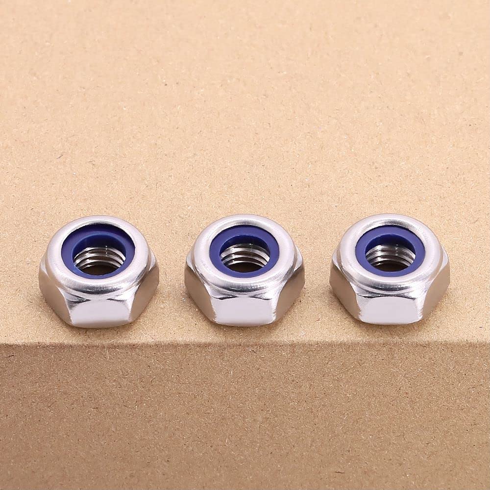 M10-1.0mm (15 pcs) Hex LockNuts, 304 (18-8) Stainless Steel, Hexagon Head Lock Nuts, Fine Thread UNF, DIN985