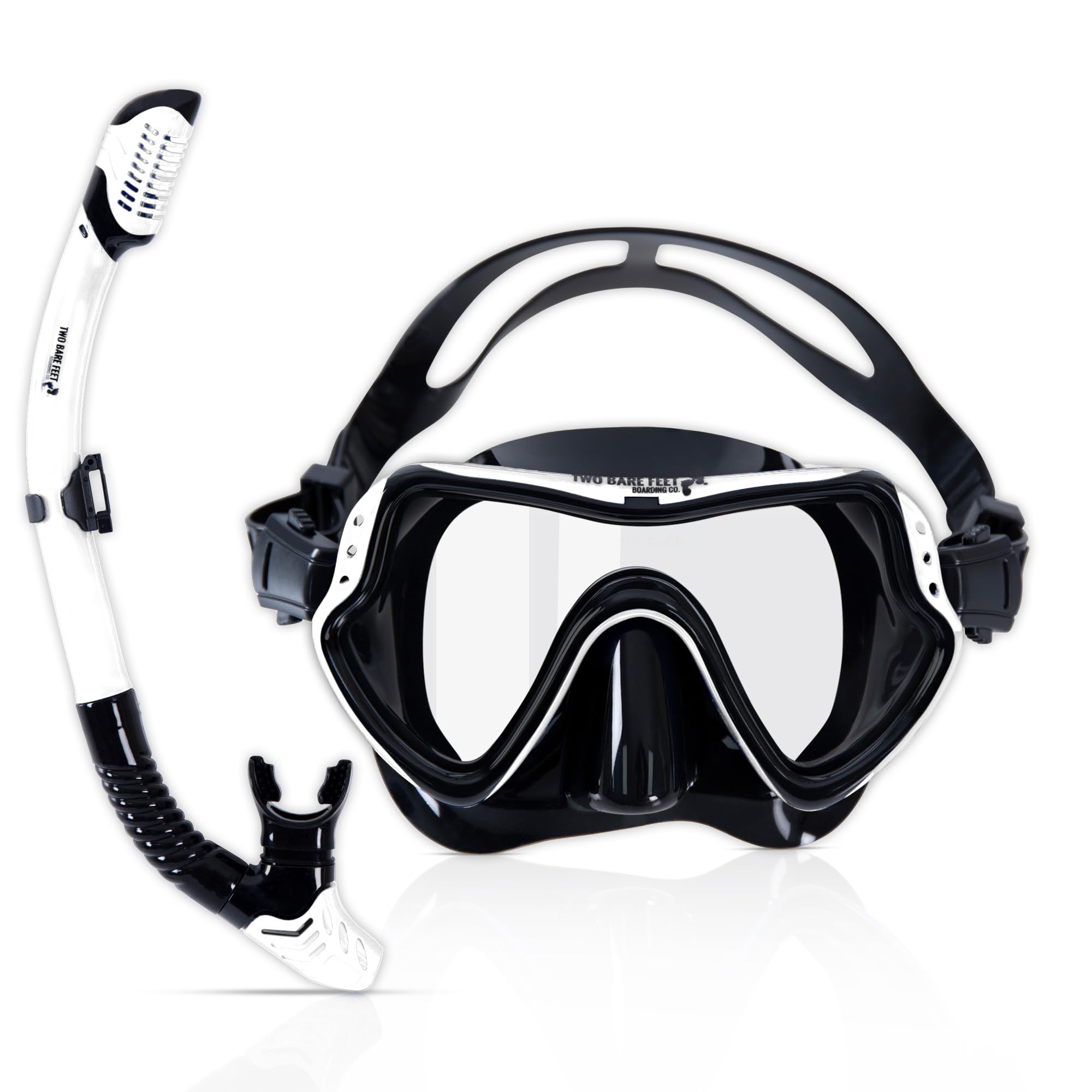 Two Bare Feet Dry Top Snorkel and Silicone Mask Set – Anti-Fog Wide View Tempered Glass Lens with Adjustable Silicone Straps – Leak-Proof Snorkelling Gear for Adults & Teens, Swimming & Diving — image 1