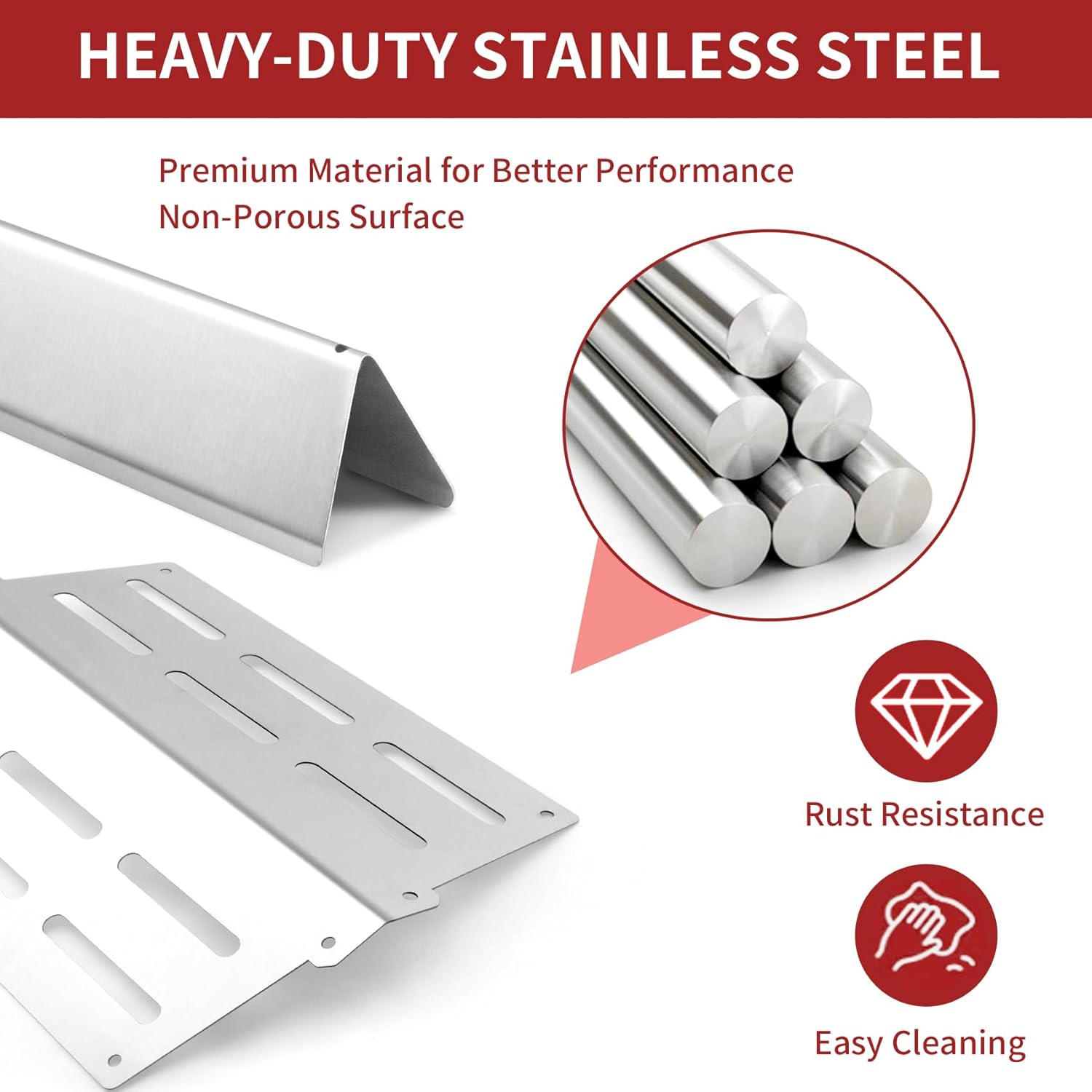 17.5" Flavorizer Bars and Heat Deflectors for Weber Genesis E-310 E-330 Genesis 300 Series Grills with Front Controls Knobs (2011-2016), Grill Replacement Parts for Weber 7620 7621 65055