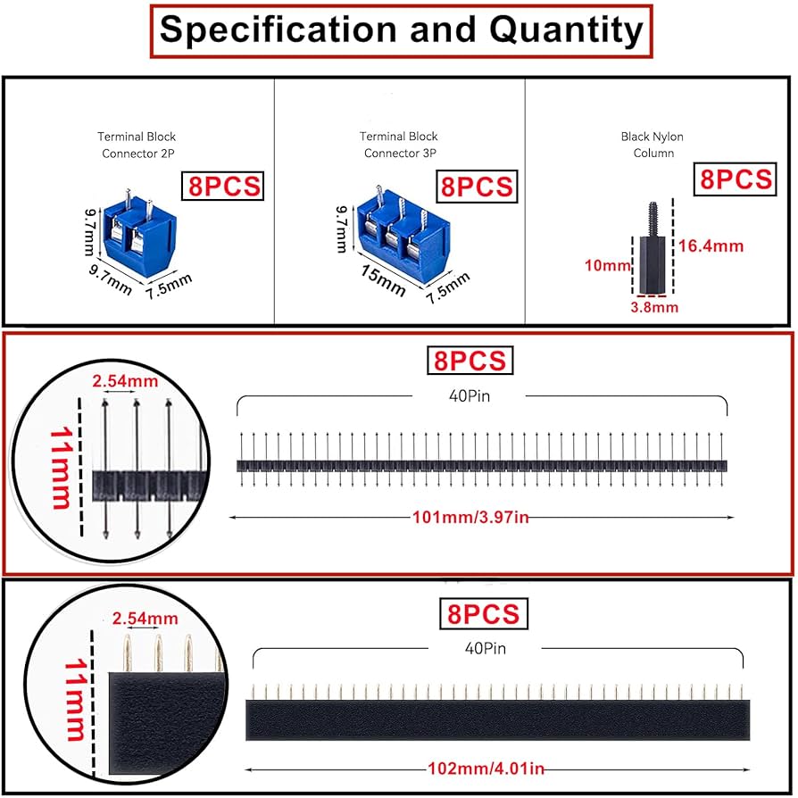 HUAZIZ 48-teiliges PCB Starter Kit - Leiterplatten, Kopfleisten & Zubehör Für Elektronikprojekte