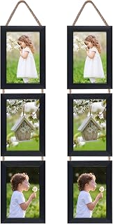 EYMPEU 10x15 Collage Dreifach aufgehängt Bilderrahmen Set, rustikale 6 offen vertikalen Rahmen gemacht, um 10x15 cm Foto-Postkarte für Wanddekoration anzuzeigen, Schwarz