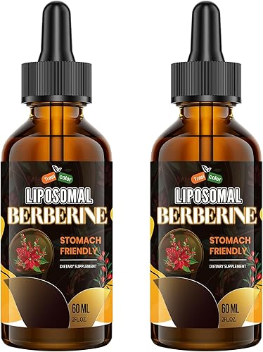 Suplemento de berberina con canela de Ceilán 3000 mg - Gotas líquidas de berberina liposomal de alta biodisponibilidad, complejo de berberina HCL