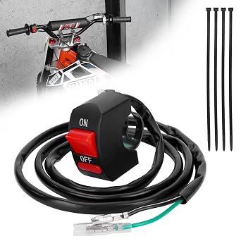 7/8" 22mm Handle Bar Kill Switch, Kill On Off Switch for ATV Motorcycle Scooter Go Kart Engine Offroad Enduro Dirt Bike Baja Doodle Bug DB30 Mini Bikes - Male and Female Plug
