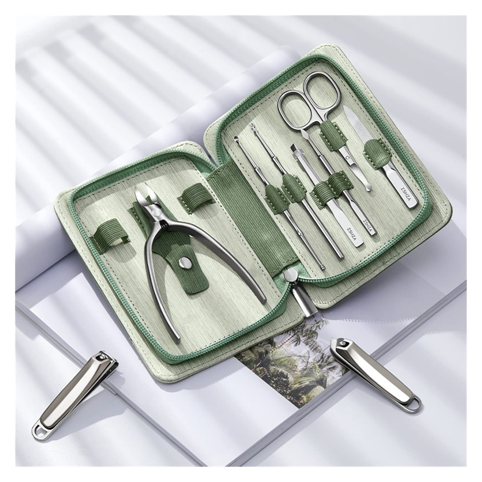 Set de manicura 9 IN1 CLUPPERS DE Nave CUTIRICA Tijeras de cutículas Archivo de uñas Pedicura Alicates de pedicura ingrediente Herramienta de corrección de uñas Kits de Cuidado Personal