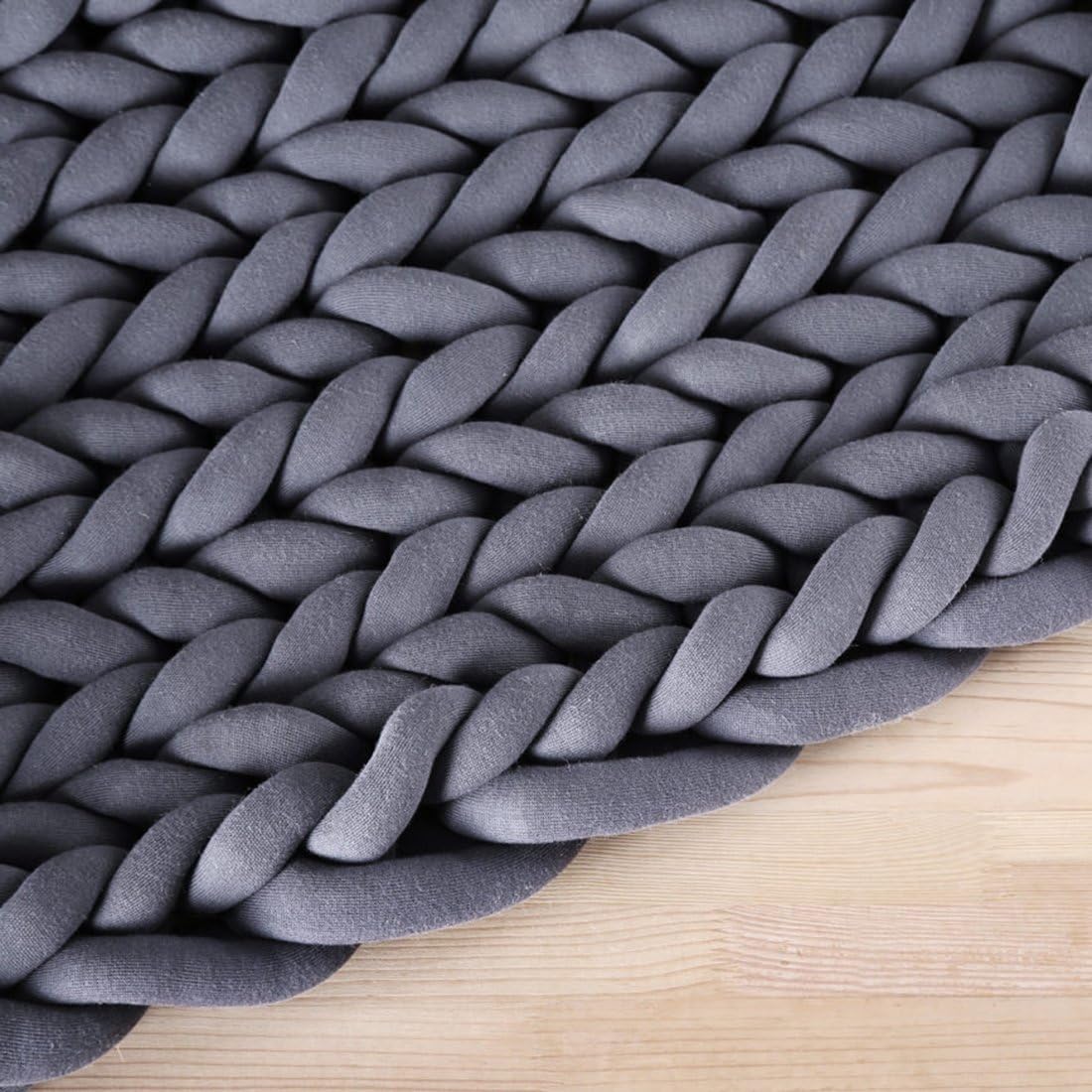 EASTSURE Chunky Braid Cotton Yarn Supre Large for Arm Knitting DIY Handmade Blankets Machine Washable,Dark Grey,1.1LB