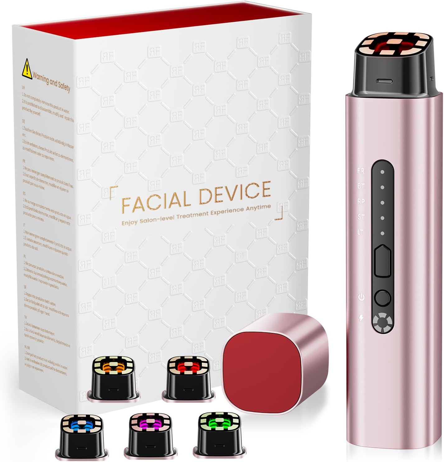 Microcurrent Facial Device - 5-in-1 Skin Tightening & Lifting Facial Machine - 5 Color Face Light Therapy Device - Professional Skin Care Tone Beauty Devices for Face, Neck, and Eye Area