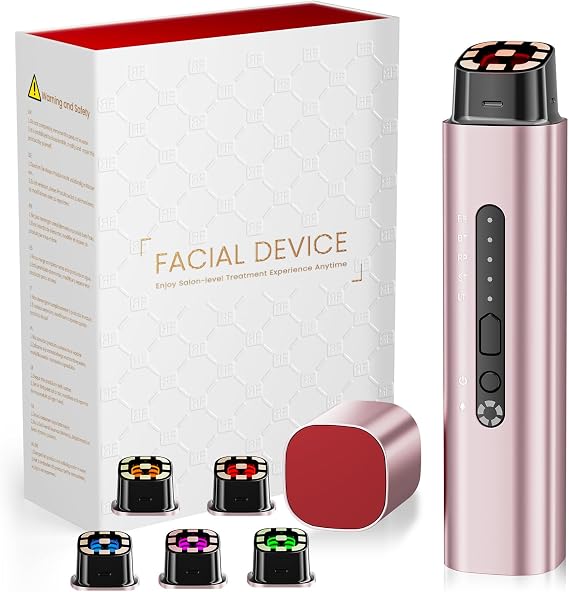 Microcurrent Facial Device - 5-in-1 Skin Tightening & Lifting Facial Machine - 5 Color Face Light Therapy Device - Professional Skin Care Tone Beauty Devices for Face, Neck, and Eye Area