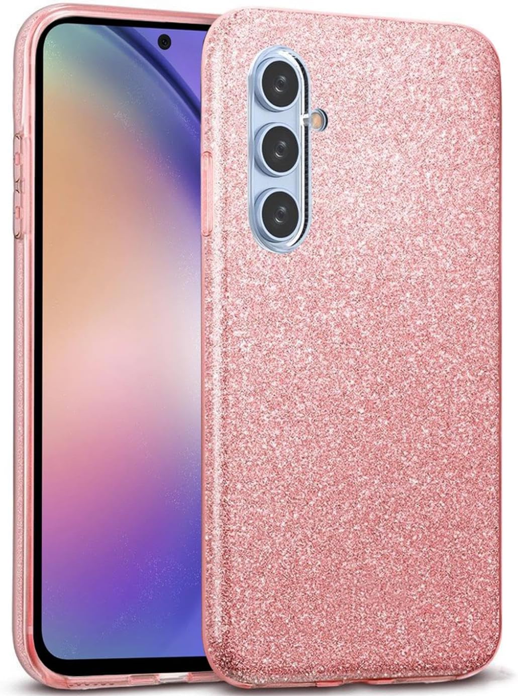 Verco Protective Case for Samsung Galaxy A54 5G Case Glitter Motif Mobile Phone Case for Samsung A54 5G Silicone TPU Cover Rose