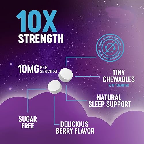 Miniatura 3 de Melatonina 10mg - Suplementos de apoyo para dormir de disolución rápida para adultos - Tabletas de melatonina extra fuertes de 10 mg para apoyo al