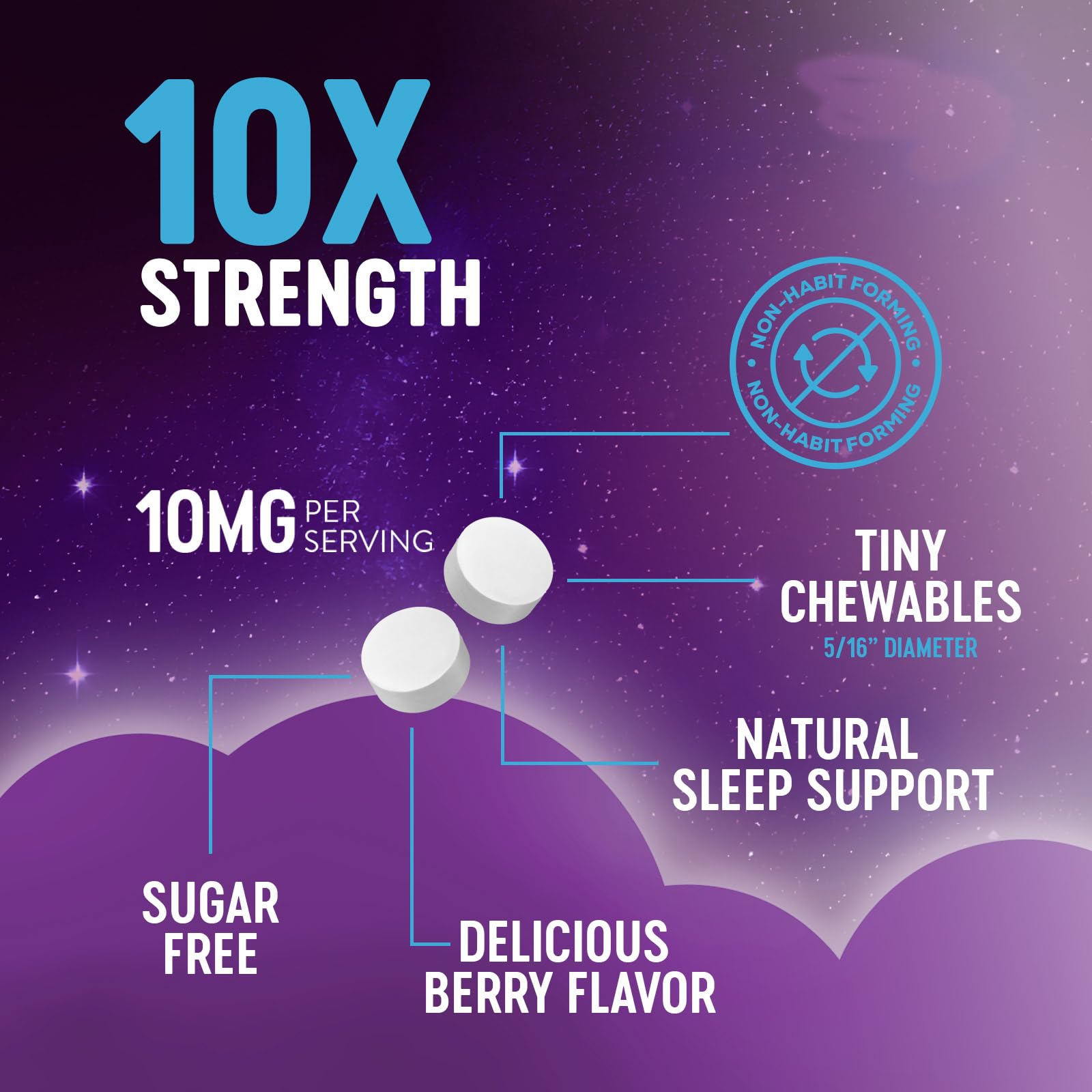 Melatonin 10mg - Fast Dissolve Sleep Support Melatonin Supplements for Adults - Extra Strength Sugar Free 10 mg for Restful Nighttime Sleep Support, Berry Flavor, Bottled USA - 120 Day Supply — Amazon image 3