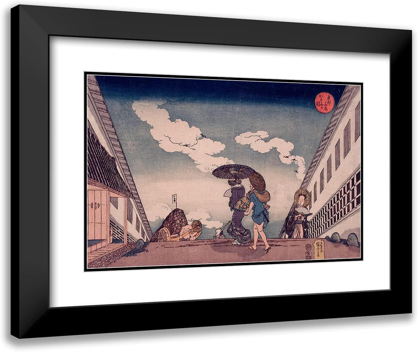 ArtDirect Utagawa Kuniyoshi 18x13 Black Modern Frame and Double Matted Museum Art Print Titled - Kasumigaseki (circa 1834)