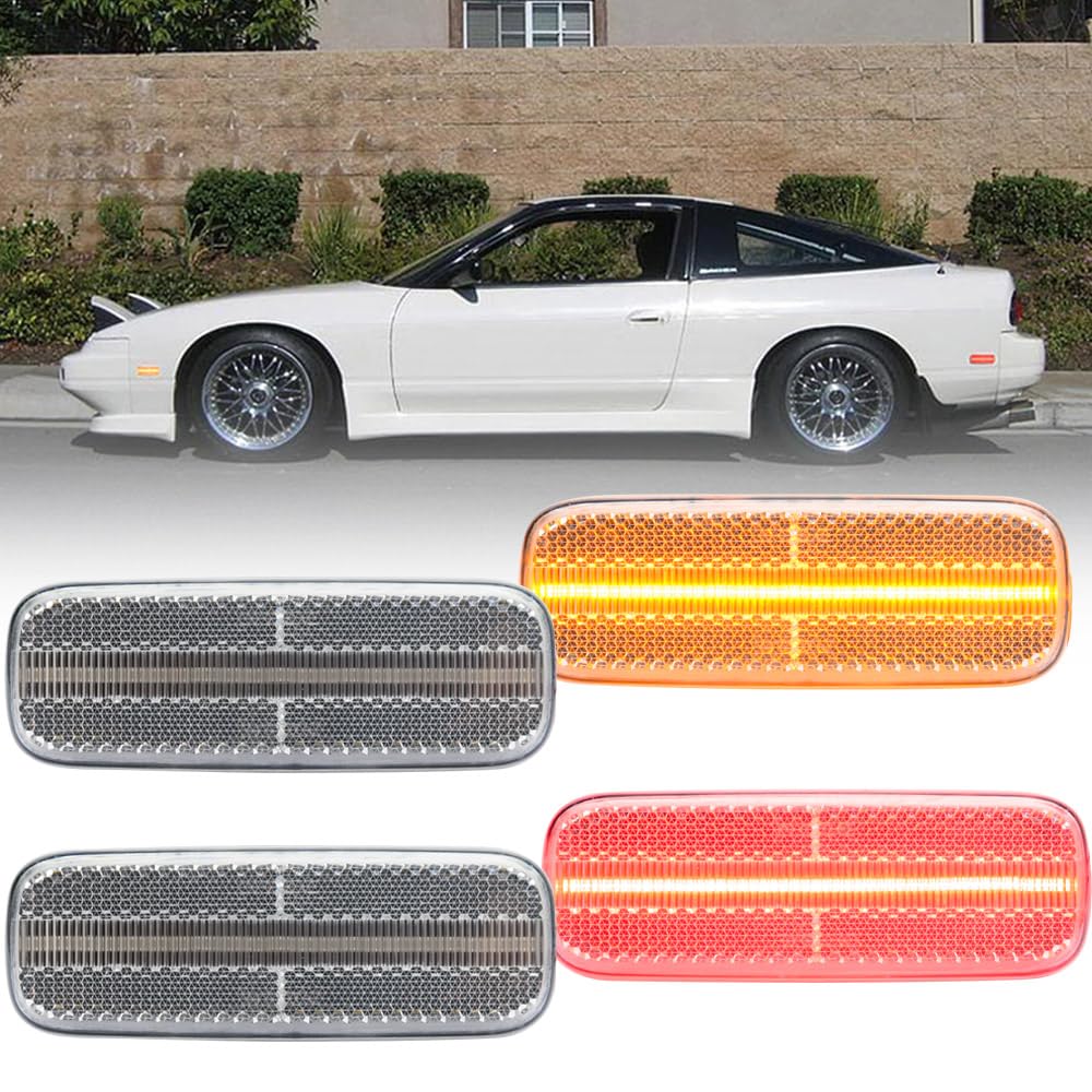 Amazon | 4個 アンバー/レッド LED サイドマーカーライト 日産 240SX 
