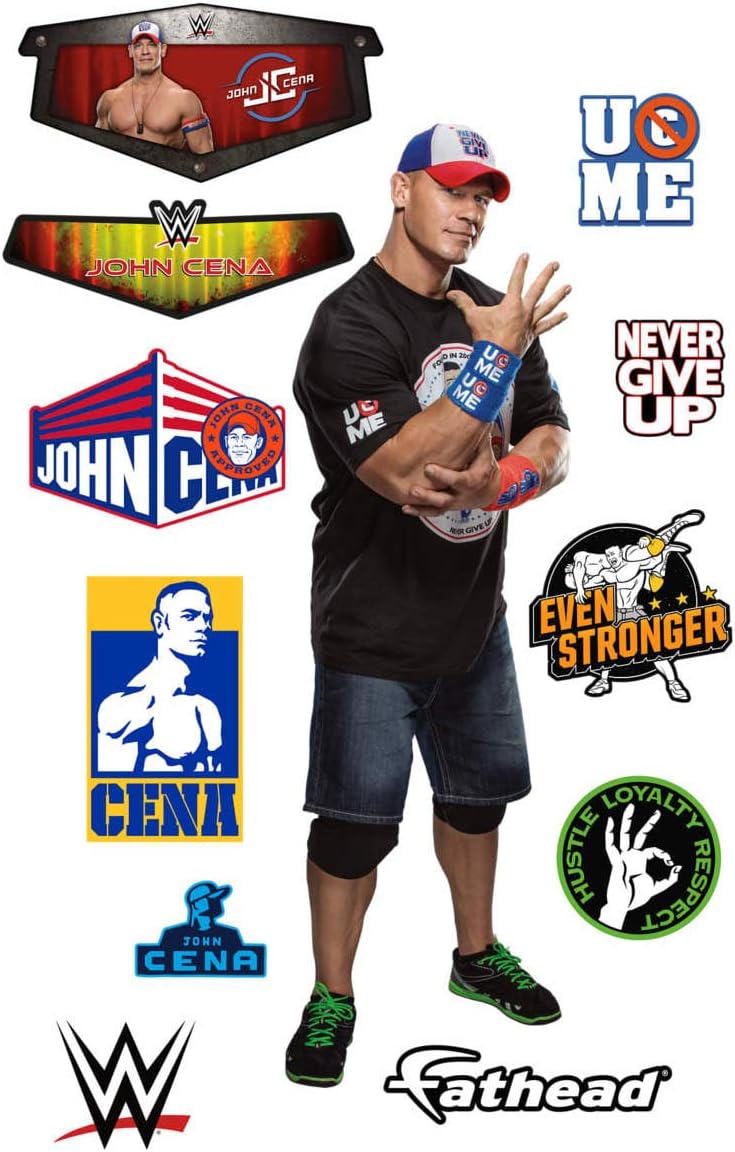 FATHEAD John Cena-Life-Size Officially Licensed WWE Removable Wall Decal, Multicolor