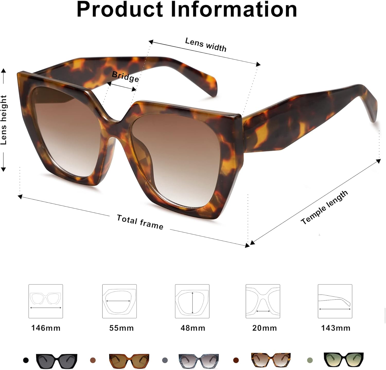 Miniatura 4 de SOJOS Gafas de sol polarizadas retro de gran tamaño para mujer, diseño cuadrado grande, vintage, Sunnies SJ2205