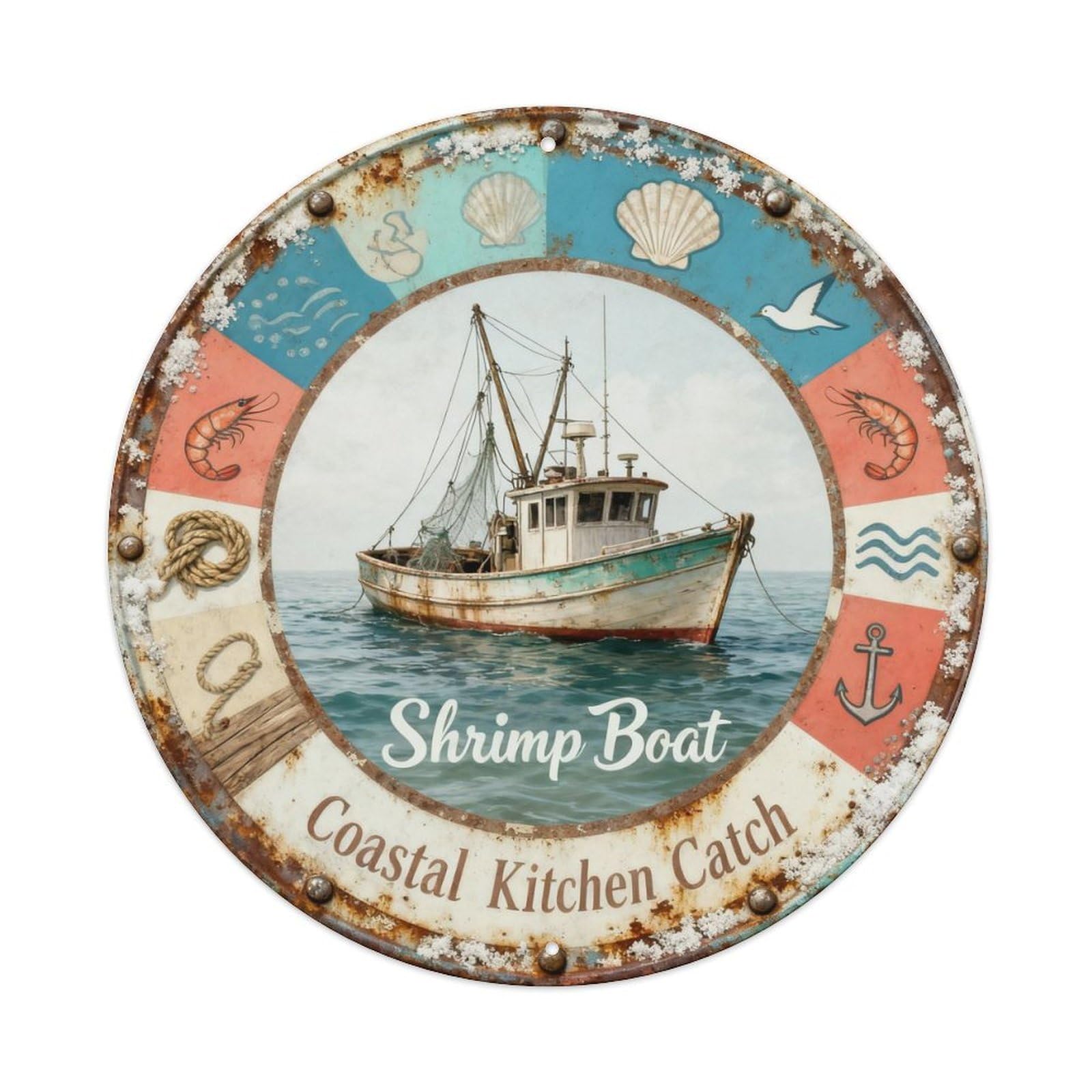 Shrimp Boat Metal Tin Sign Plaque