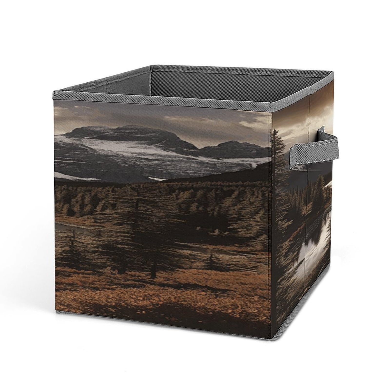 FekiLoot Landscape Folding Storage Bins with Handles Large Fabric Storage Cube Storage Organizer Heavy Duty Closet Organizer Sturdy Collapsible Bin Foldable Baskets