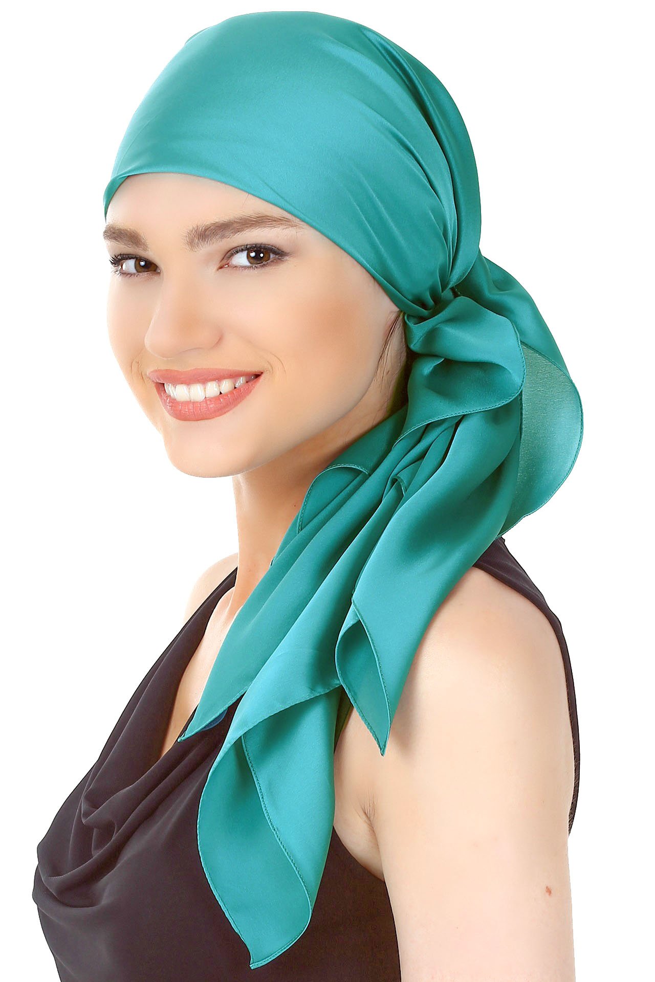 Deresina Headwear Women's Teal Deresina's Crepe Satin Luxurious Scarves For Chemo ( - One Size)