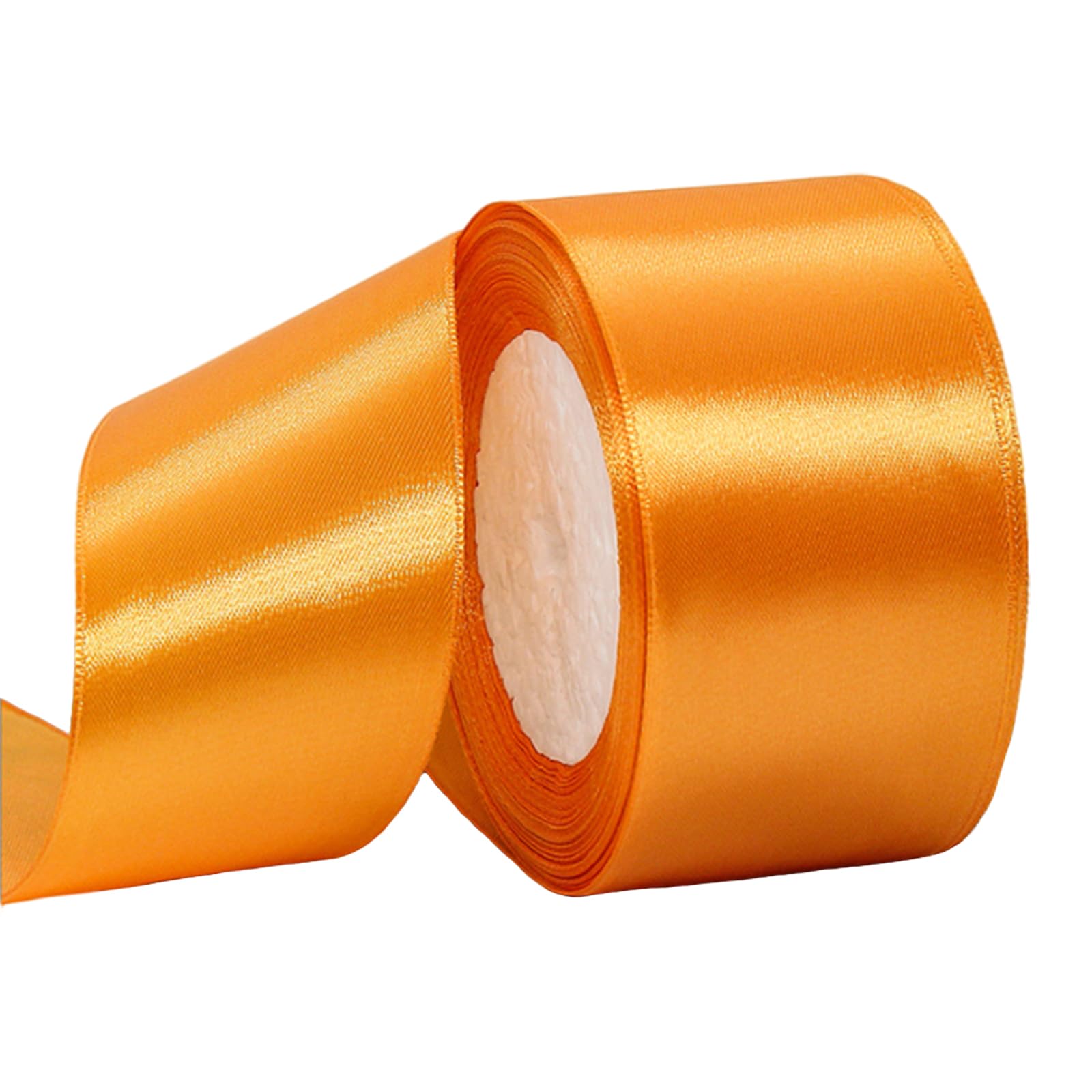 Orange Satin Ribbon, 50mm Wide Fabric, 22M Length, Perfect for Gift Wrapping Crafting, Cake Decoration, Hair Bows