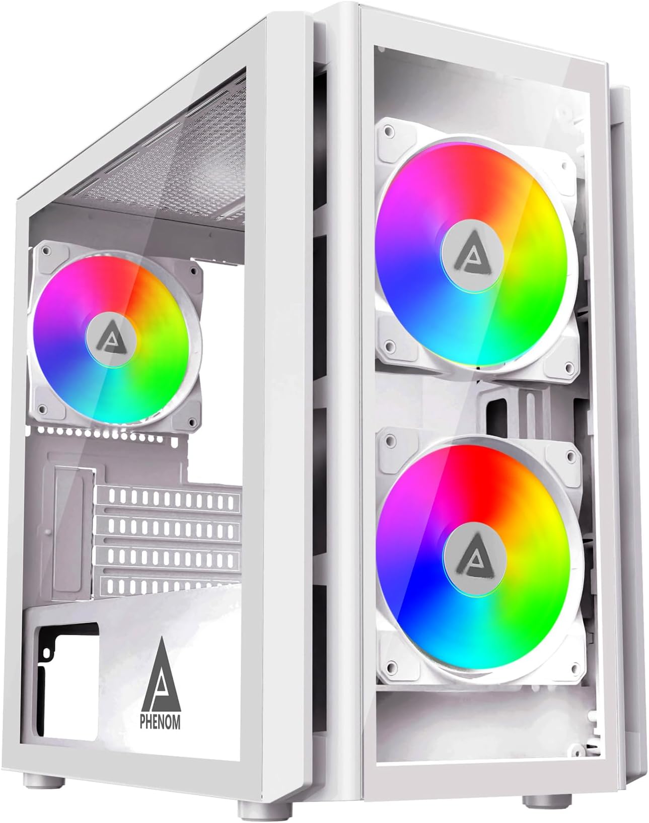 Boîtier PC Eclipse-Wh Mid Tower, Blanc, Vitre Trempée, 5 Ventilateurs ARGB 120mm